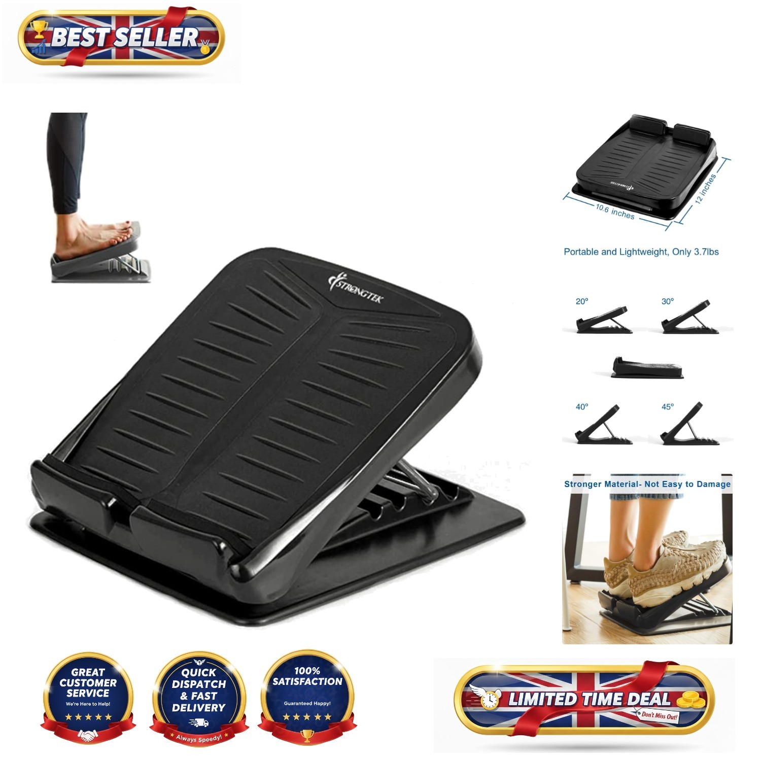 Professional-Grade Portable Slant Board - Ideal for Stretching & Muscle Recovery
