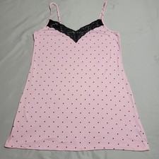 Joyspun Women's Pink With Black Dots Nightgown Size Small