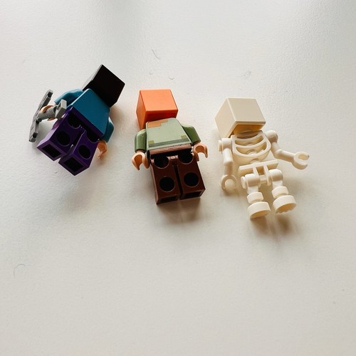 Minecraft Lego 21116 And 21121 3 X Minifgures Steve, Skeleton, Alex - Picture 5 of 6