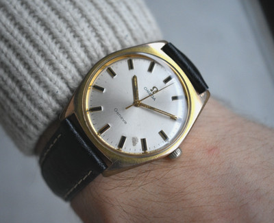 1968 Vintage Omega Mechanical Watch Gold Geneve Great Condition Rare Leather