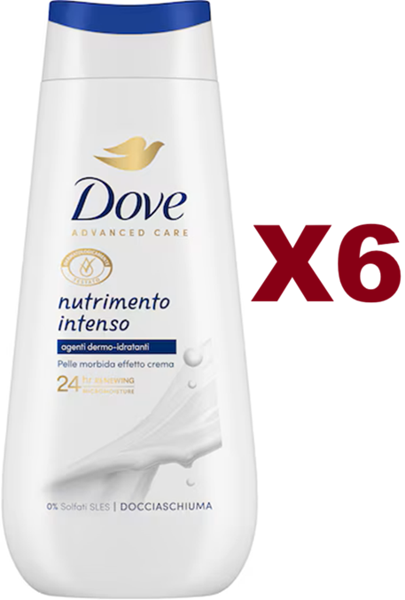 6 PZ DOVE DOCCIASCHIUMA NUTRIMENTO INTENSO 225ML
