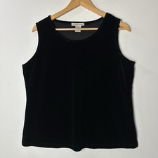 Vtg Y2K 90s Notations Tank Top Black Velvet Stretch Fairy Grunge Whimsigoth L