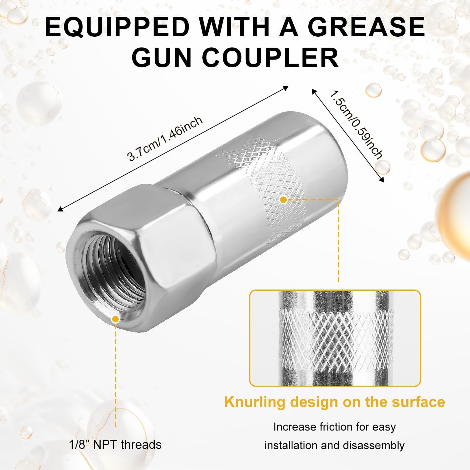 Grease Gun Accessory Kit, 18 Inch Spring Flex Hose with Coupler... 