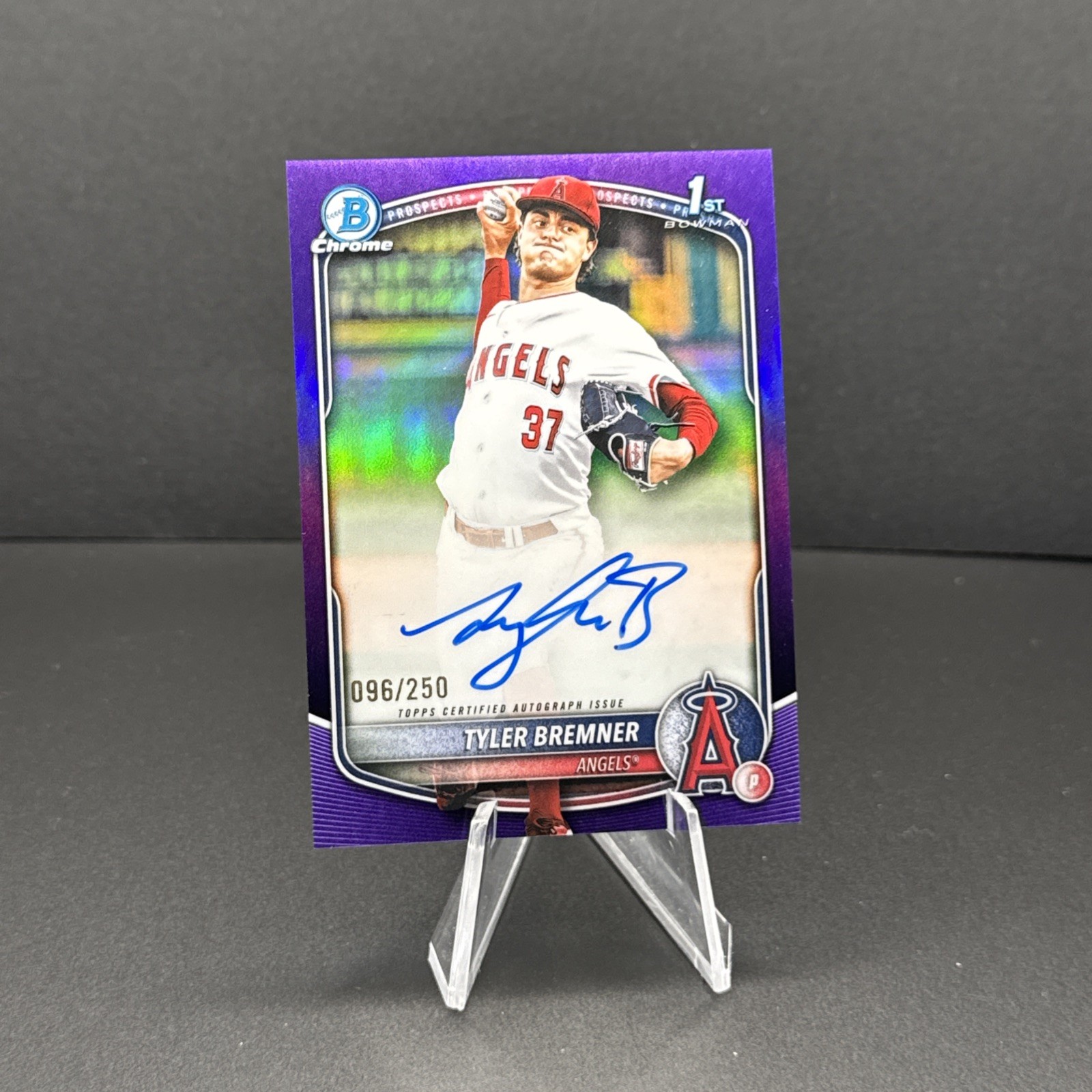 Tyler Bremner 2025 1st Bowman Draft Chrome Auto True Purple Refractor /250