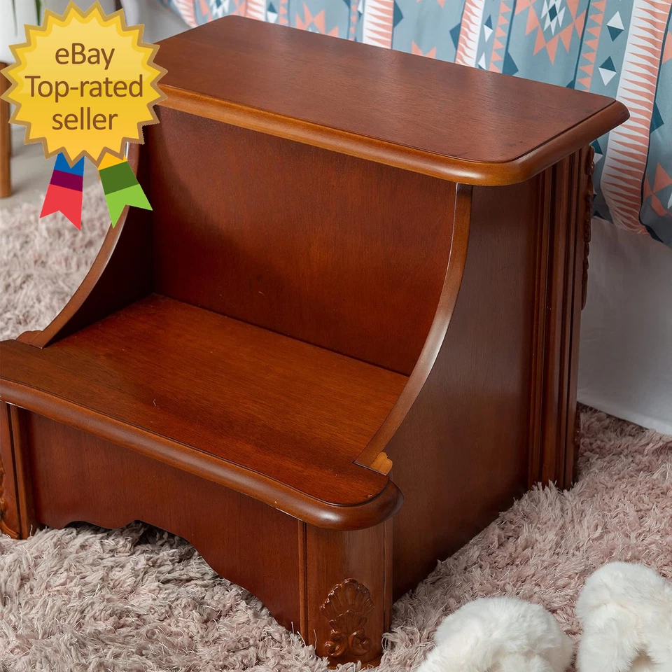 Woodbury Mahogany Bed Step with Storage  Information Lightly Distressed Woodbur - Image 4 of 4