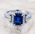 4.10Ct Emerald Cut Blue Diamond Lab Created Ring — photo 6