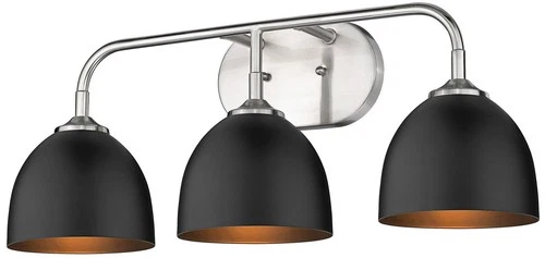 Zoey 24 1/2" Wide Pewter and Matte Black 3-Light Bath Light - Picture 2 of 5