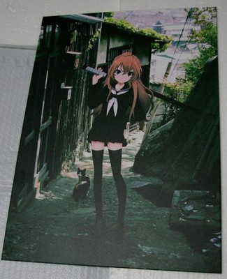 Anime Manga Displate Wall Art Girl in Black Dress with Cat in Background 18x13in