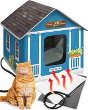 Heated Cat House for Winter Weatherproof Insulated Easy Assembly Cat Heating Pad