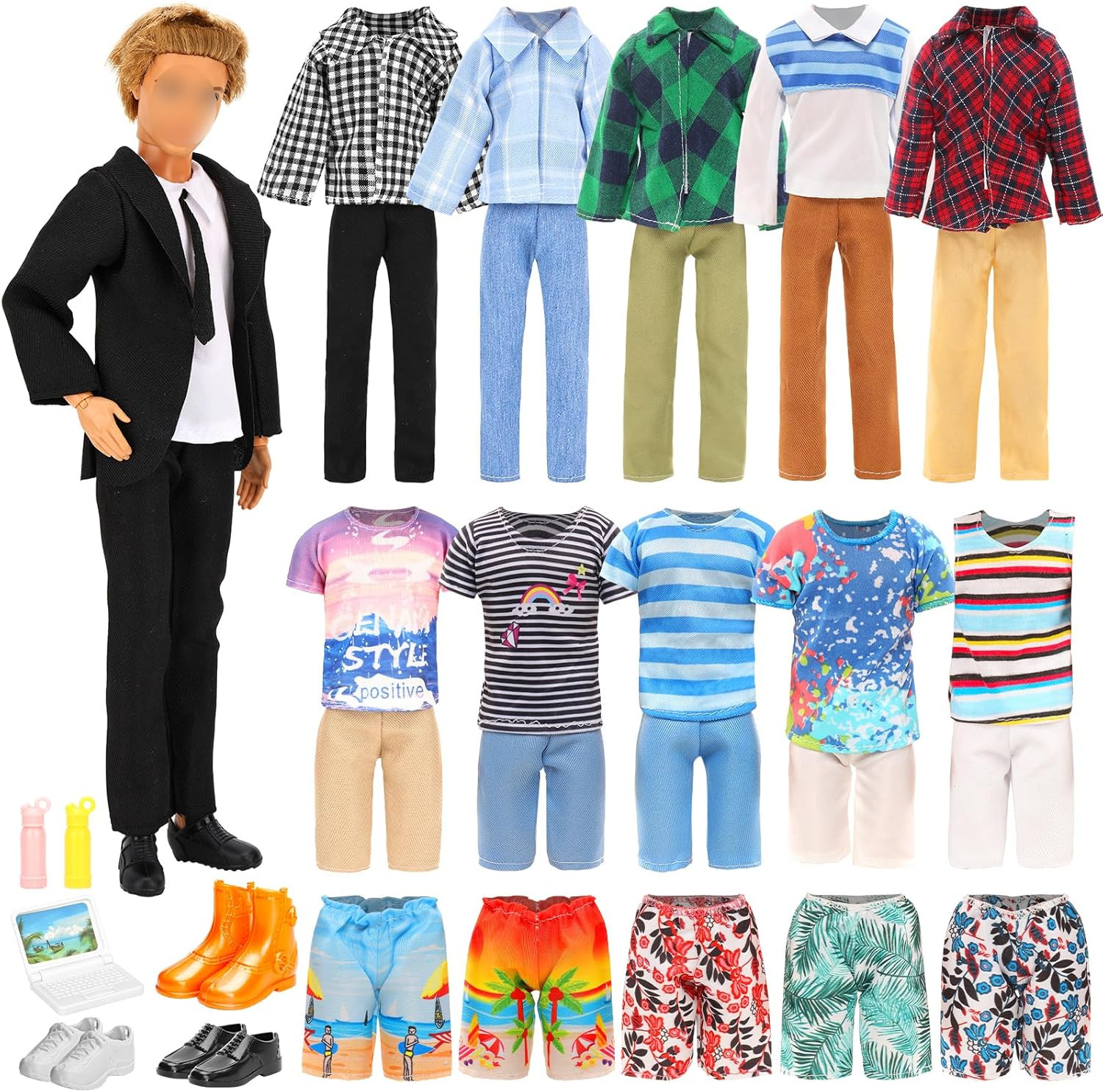 Miunana 12-Piece Doll Clothing Set for Boys with Casual Wear