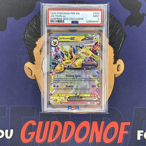 PSA 9 MINT 2025 Pokemon Prismatic Evolutions JOLTEON EX #030 Surprise Stamped - Picture 4 of 6