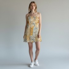 Urban Outfitters Map Print Mini Dress Y2K Spaghetti Strap Bodycon XS