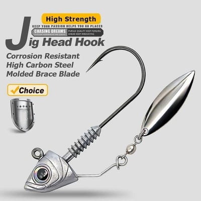 5pcs Underspin Jig Heads Hook Fishing Swimbait Jig Hook with Spinner Blade Lure