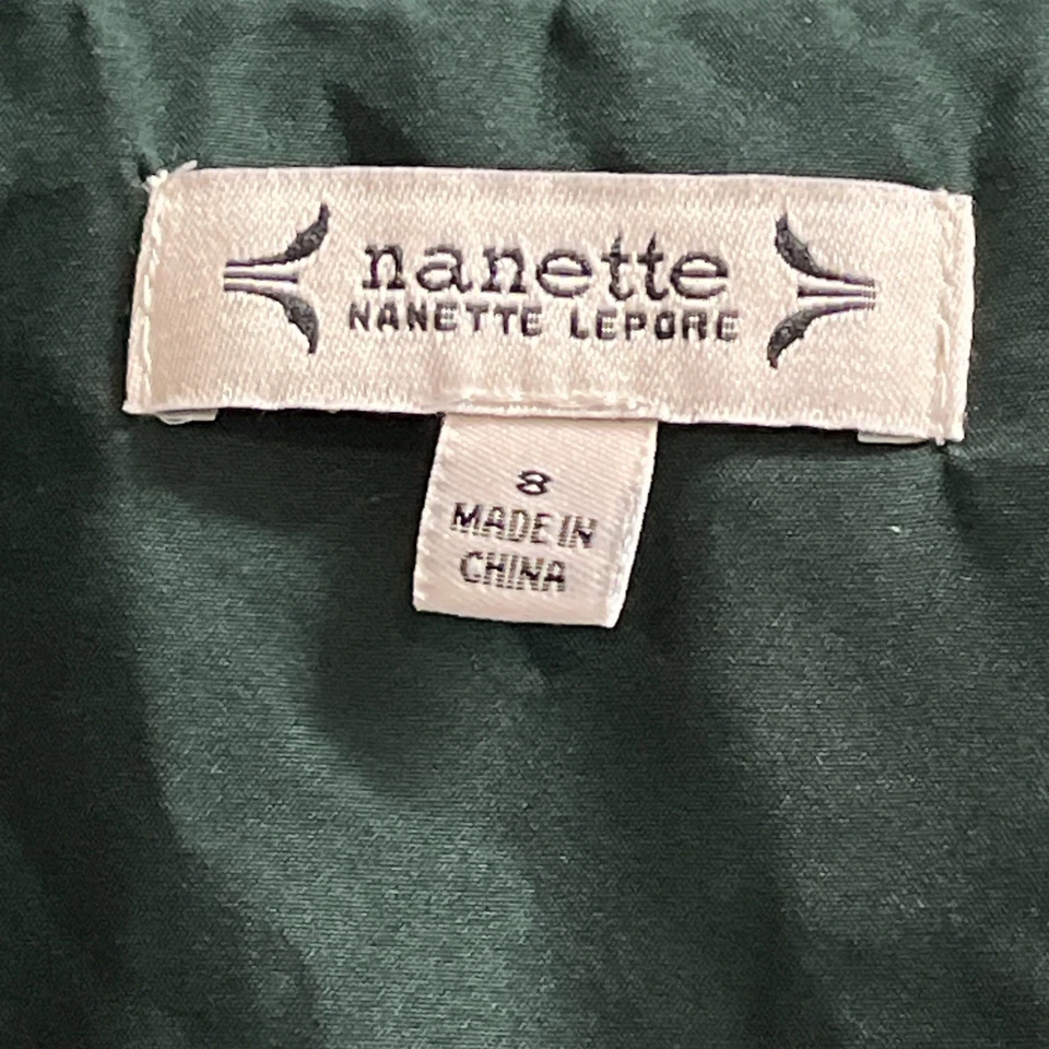 Платье женское Nanette Lepore 8 зеленое с цветочным рисунком выгорание бархатное с искусственным запахом оборка вечеринка - Изображение 3 из 4