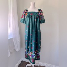 NWT Vintage '90s Carriage Court Dark Teal Floral Print Relaxed Fit Midi Dress