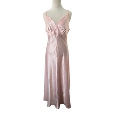 Vintage Victoria's Secret Gold Label Pink Satin Maxi Nightgown Slip Dress Large