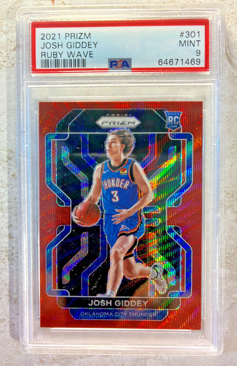 2021-22 Panini Prizm JOSH GIDDEY #301 Ruby Wave Prizm RC - PSA 9 Mint
