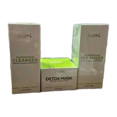   2 TEAMI SUPERFOOD CLEANSERS  & 1 TEAMI  DETOX CLAY MASK BUNDLE NIB 