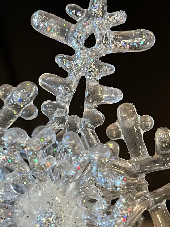 透明亚克力雪花装饰 3 层 3D 双面银色闪光 4.75 — 第 2/4 张图片