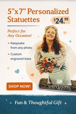 Personalized Arcylic Statuette. Laser Cut Acrylic Photo With Base