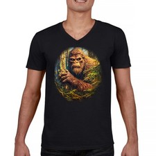 Bigfoot in the Woods Men's V-Neck T-shirt Funny Sasquatch Hide and Seek Champ