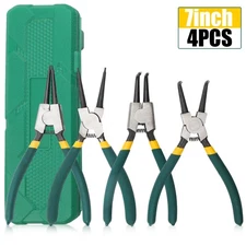 4pcs Portable 7" Internal External Retaining Clips Snap Ring Circlip Pliers Set