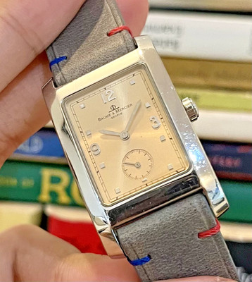 Rare Baume et Mercier Hampton ''Tank'' Salmon Dial ref. MV045063 Sub Seconds