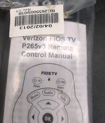 Verizon FiOS VZ P265v5 RC OEM Replacement TV Remote Control Brand New
