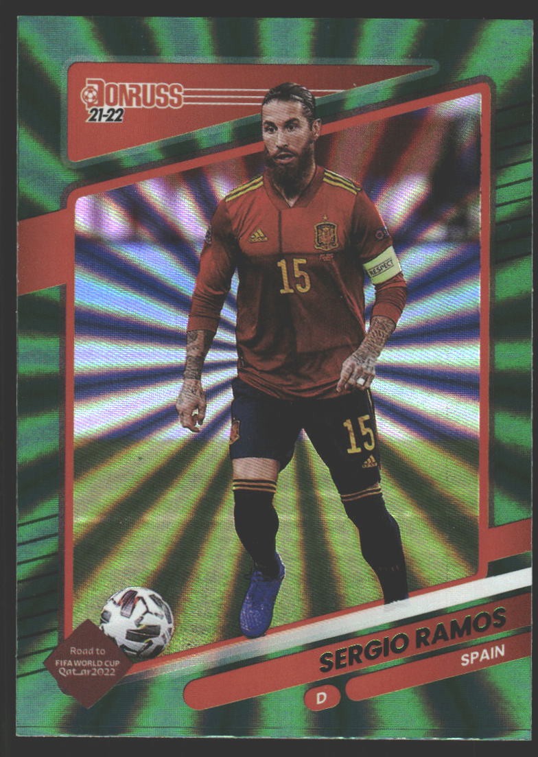 Sergio Ramos #144 2021-22 Donruss Holo Green Laser Spain