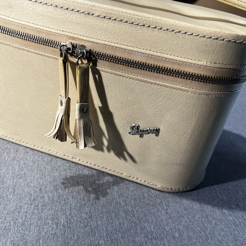 Maleta de tren Skyway blanca vintage años 50 tamaño raro 11x5x7" Foto 2 de 4