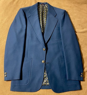 Hart Schaffner Marx Men's Vintage Sport Coat Navy Blue Desert Classic Size M 