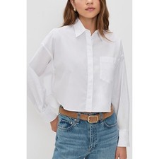 Madewell Oversized Cropped Cotton Button Up Long Sleeve Shirt US Womens L