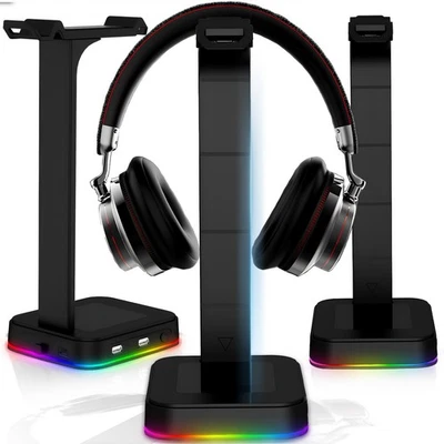 Kopfhörer ständer Gaming Headset Halterung RGB Universal HUB USB Halter Retoo