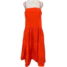Madewell 14 Vibrant Orange Open Back Sleeveless Cotton Maxi Dress Summer 2025