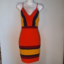Privy Colorblock Bodycon Mini Dress V-Neck Strappy Party Dress Size Large