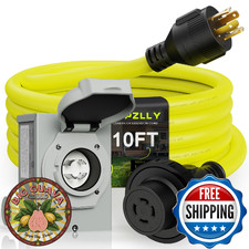 Campzlly 30 Amp Generator Cord 10FT & Power Inlet Box L14-30P/R 125/250V