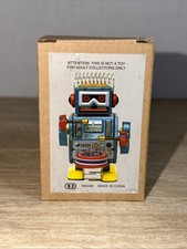 Wind Up Drumming Robot MS 408 Tin Toy. Missing Key.