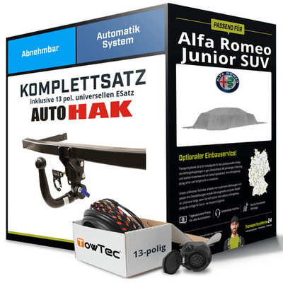 Für ALFA ROMEO Junior SUV 626, 627 Anhängerkupplung abn +eSatz 13pol uni 24- AHK