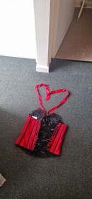 Ann Summers Red Black Lace Corset Bustier Size 12 Boned Lingerie Halterneck