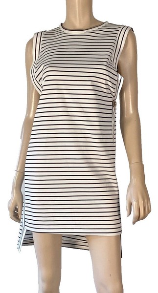🌻 BEC & BRIDGE SIZE 6AU BLACK WHITE STRIPED HI LO MINI DRESS