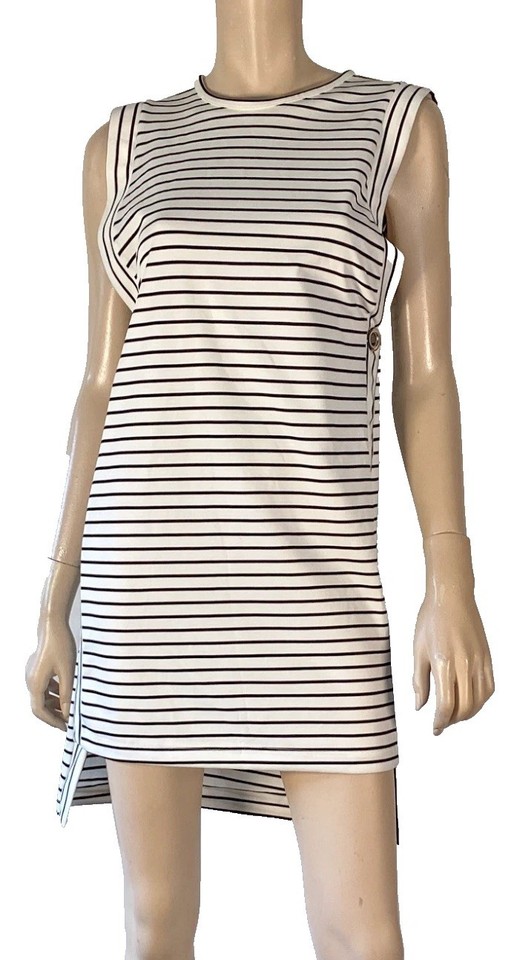 🌻 BEC & BRIDGE SIZE 6AU BLACK WHITE STRIPED HI LO MINI DRESS