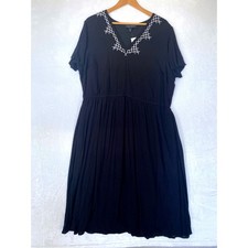 NEW Lane Bryant Black Embroidered V Neck Midi Dress Plus Size 20 $99
