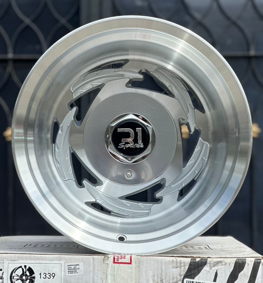15x12 R1 Sport Eagle Alloy Tribal Style Silver Machine Finish w/ Center ...
