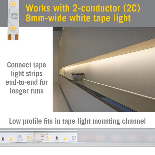 SureLock Pro 2 Pin LED Strip Light Tape to Tape Channel Connectors - Picture 2 of 3