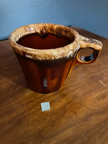 Vintage Hull Brown Drip Glaze Pottery Large Coffee/Tea Mug O handle #4