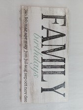 Family Birthdays Calendar Reminder Wooden Plaque Decor