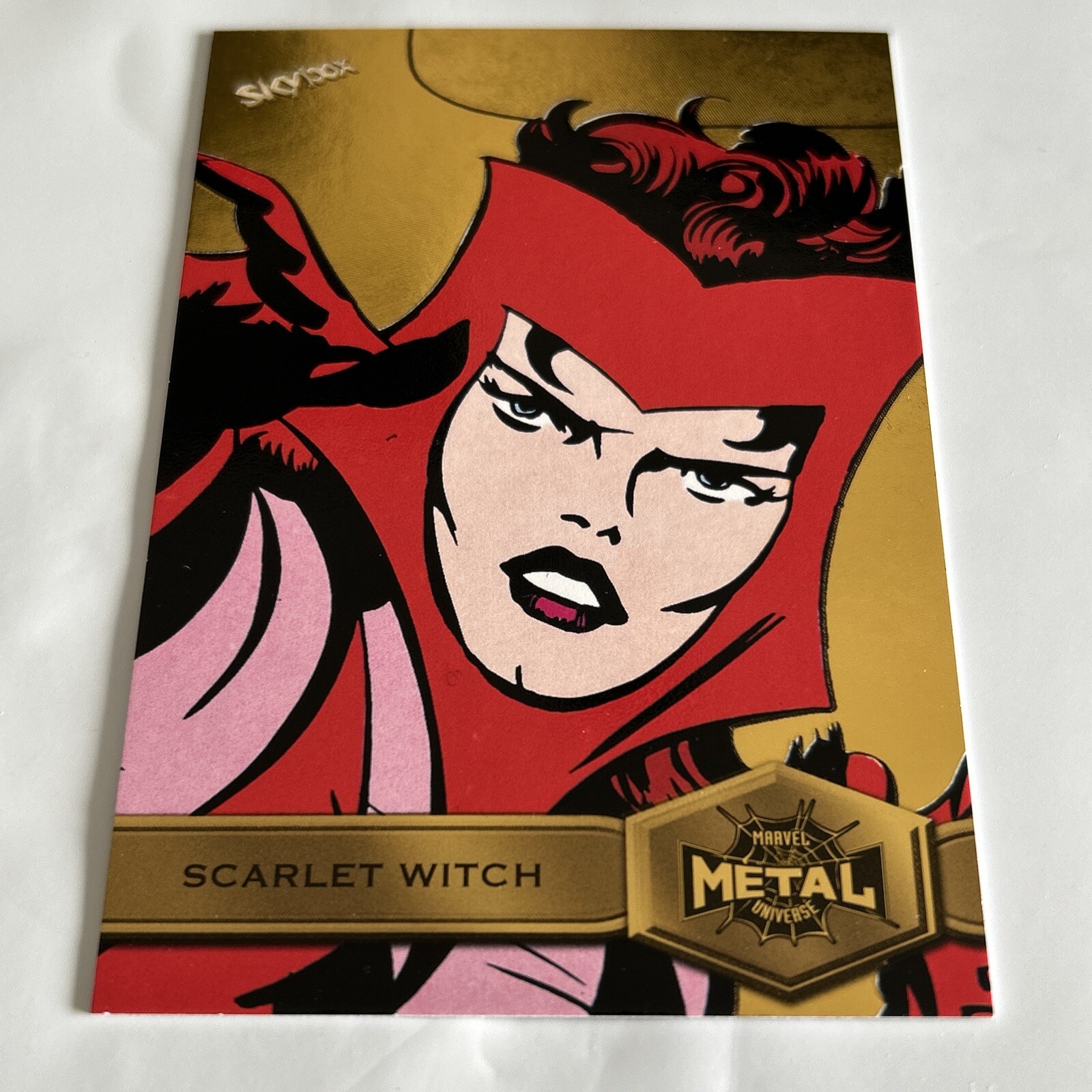2022 Marvel Metal Spider-Man GOLD Light FX #172 RARE High Series Scarlet Witch
