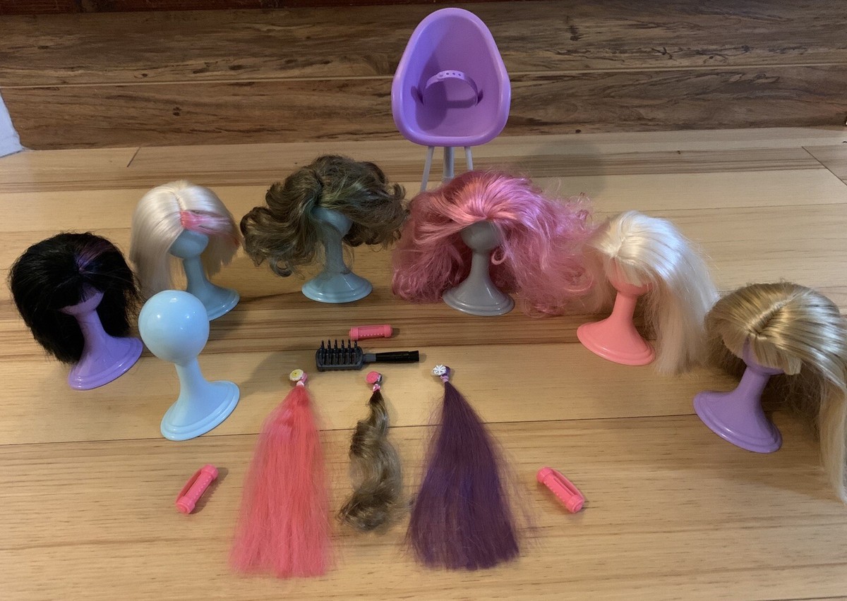 Lot of 6 Liv Doll Wigs, 7 Wig Stands, 4 Curlers, 3 Hair Clip-Ons 