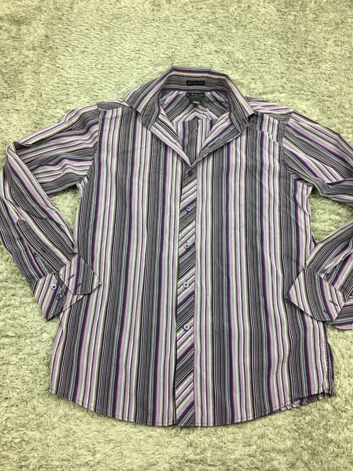 J Ferrar Button Up Shirt Mens Size Medium Modern Fit Purple 80/2 Mercerized - Image 3 of 4