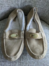 MICHAEL KORS Blythe Moccasins Loafers Faux Shearling lining Camel Women's 9.5M